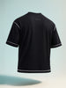 Men's Black Relaxed Fit Embroided 240 GSM Casual T-Shirt