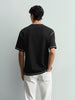 Men's Black Relaxed Fit Embroided 240 GSM Casual T-Shirt