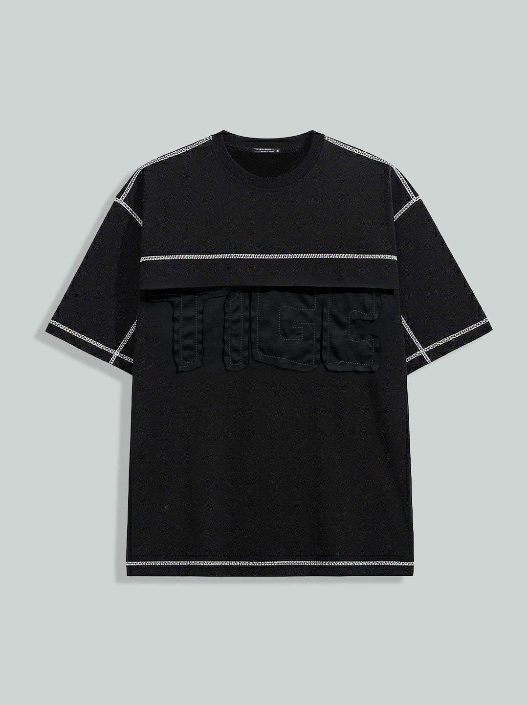 Men's Black Relaxed Fit Embroided 240 GSM Casual T-Shirt