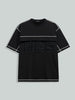 Men's Black Relaxed Fit Embroided 240 GSM Casual T-Shirt