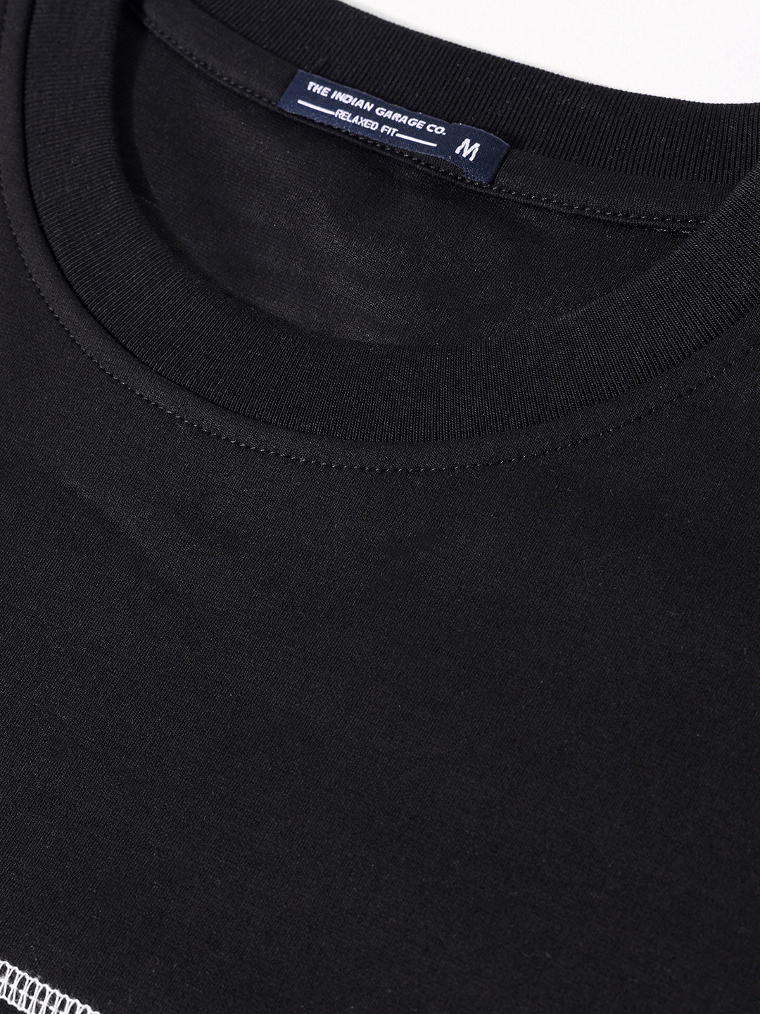 Men's Black Relaxed Fit Embroided 240 GSM Casual T-Shirt