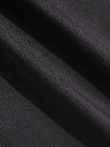 Men's Black Relaxed Fit Embroided 240 GSM Casual T-Shirt