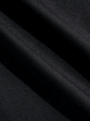 Men's Black Relaxed Fit Embroided 240 GSM Casual T-Shirt