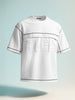 Men's White Relaxed Fit Embroided 240 GSM Casual T-Shirt