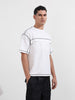 Men's White Relaxed Fit Embroided 240 GSM Casual T-Shirt
