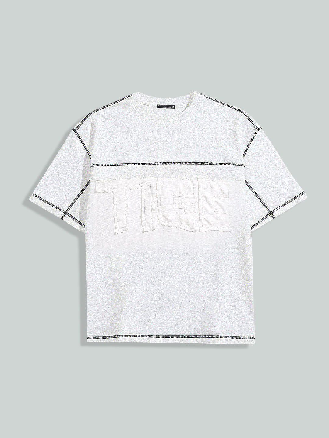 Men's White Relaxed Fit Embroided 240 GSM Casual T-Shirt