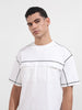 Men's White Relaxed Fit Embroided 240 GSM Casual T-Shirt