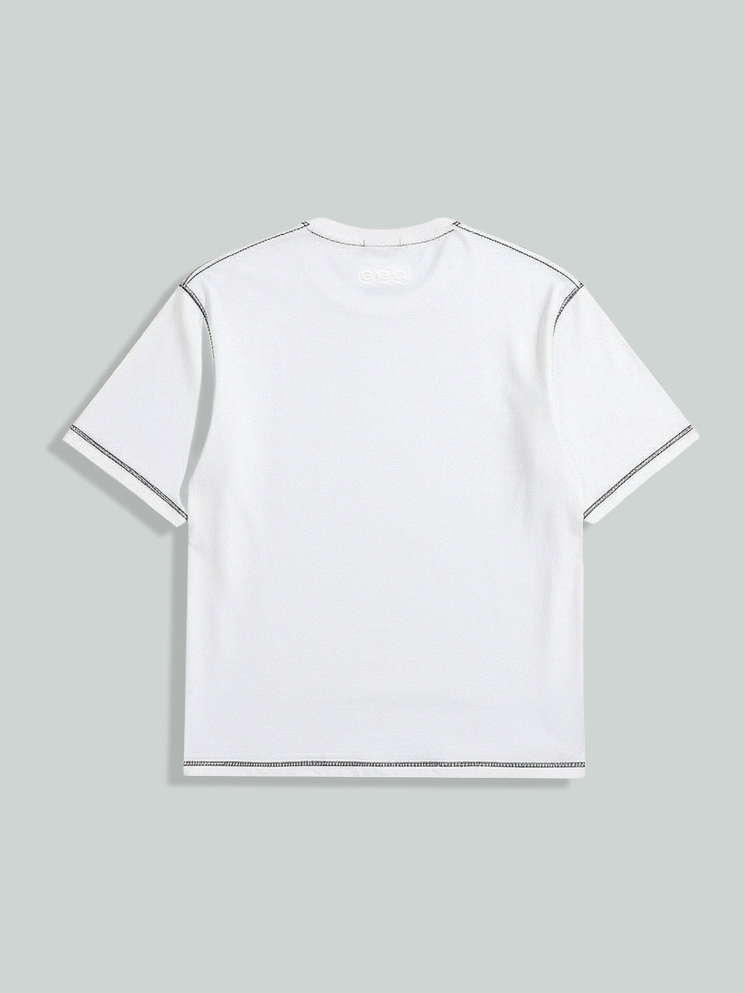 Men's White Relaxed Fit Embroided 240 GSM Casual T-Shirt