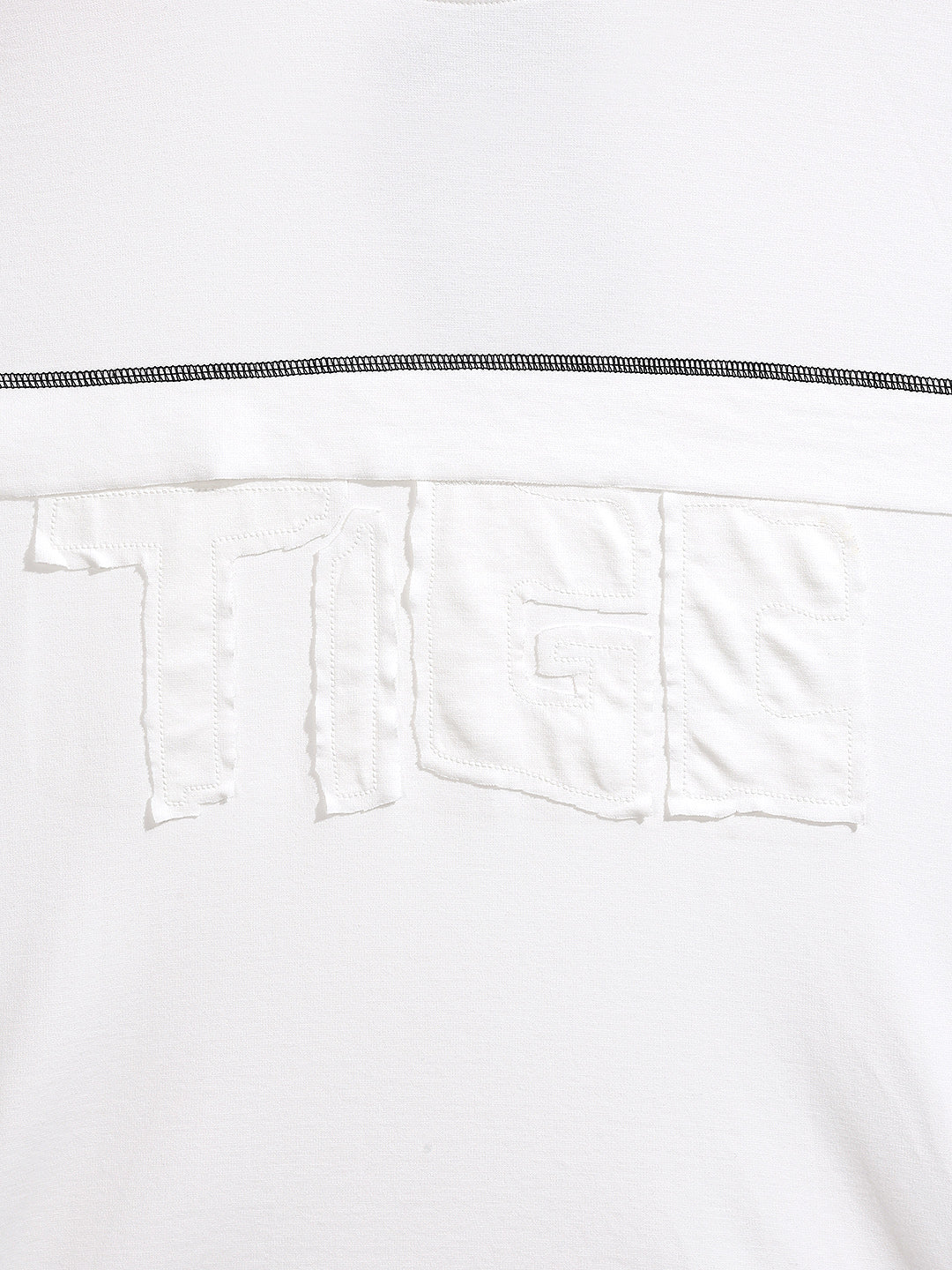 Men's White Relaxed Fit Embroided 240 GSM Casual T-Shirt