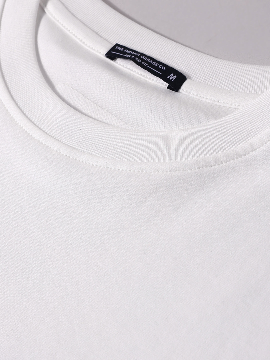 Men's White Relaxed Fit Embroided 240 GSM Casual T-Shirt