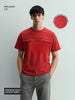 Men's Red Relaxed Fit Embroided 240 GSM Casual T-Shirt
