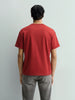 Men's Red Relaxed Fit Embroided 240 GSM Casual T-Shirt