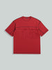 Men's Red Relaxed Fit Embroided 240 GSM Casual T-Shirt
