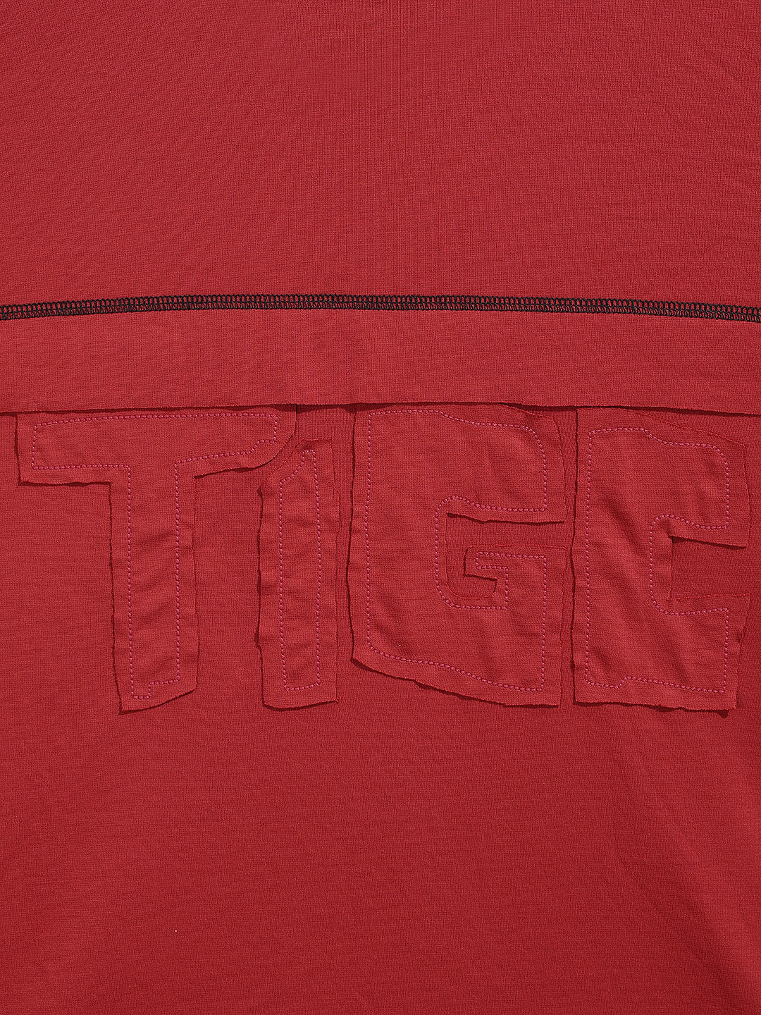 Men's Red Relaxed Fit Embroided 240 GSM Casual T-Shirt