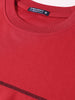 Men's Red Relaxed Fit Embroided 240 GSM Casual T-Shirt