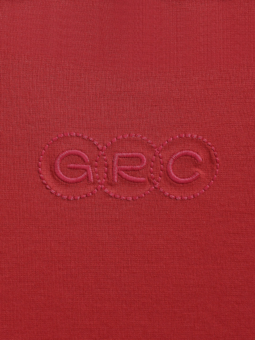 Men's Red Relaxed Fit Embroided 240 GSM Casual T-Shirt