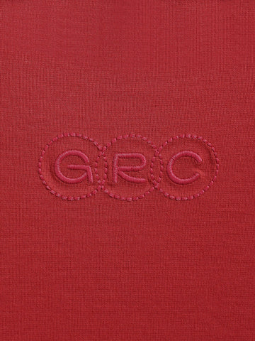 Men's Red Relaxed Fit Embroided 240 GSM Casual T-Shirt