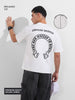 Men's White Relaxed Fit Embroided 240 GSM Casual T-Shirt