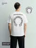 Men's White Relaxed Fit Embroided 240 GSM Casual T-Shirt