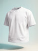 Men's White Relaxed Fit Embroided 240 GSM Casual T-Shirt