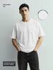 Men's White Relaxed Fit Embroided 240 GSM Casual T-Shirt