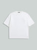 Men's White Relaxed Fit Embroided 240 GSM Casual T-Shirt