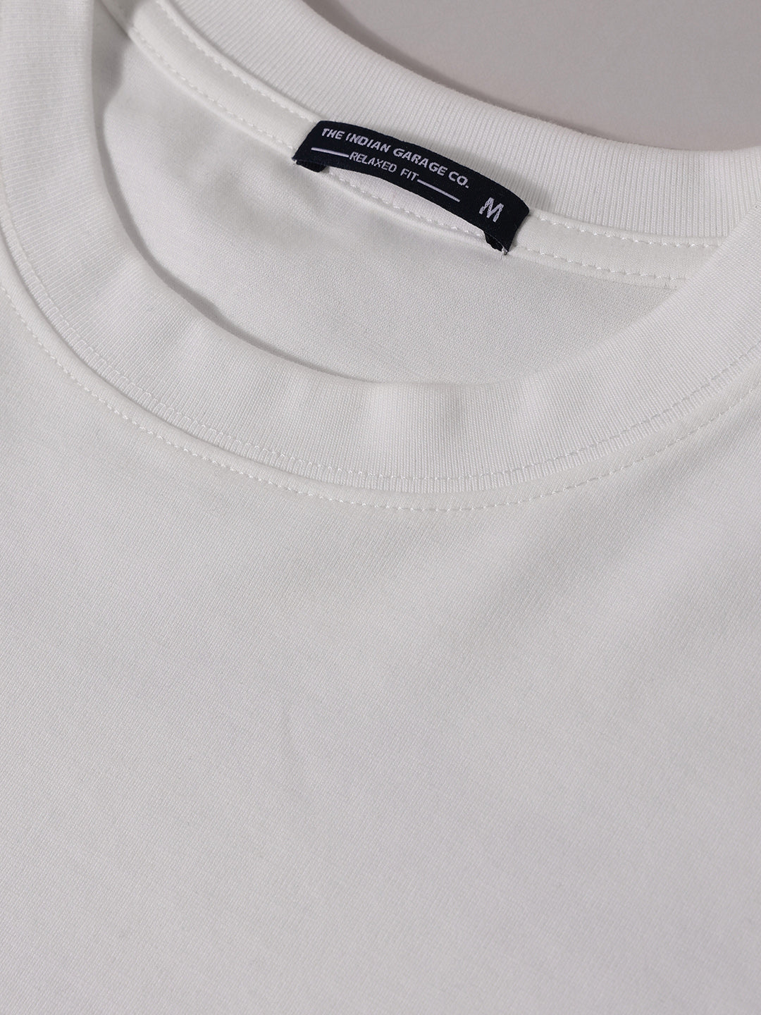 Men's White Relaxed Fit Embroided 240 GSM Casual T-Shirt