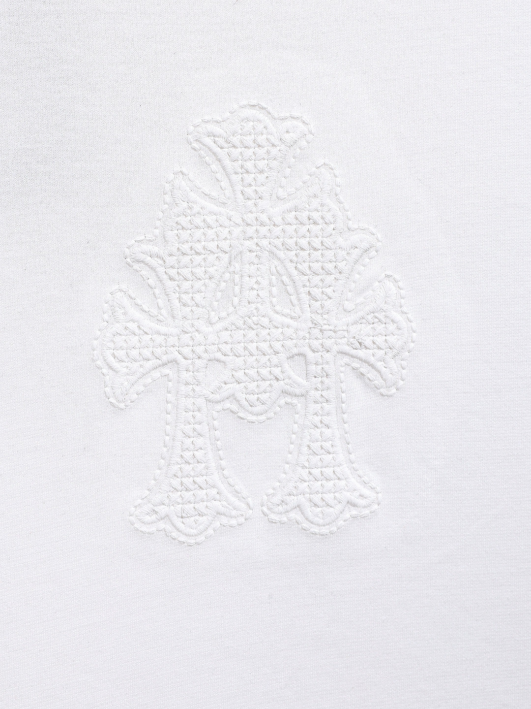 Men's White Relaxed Fit Embroided 240 GSM Casual T-Shirt