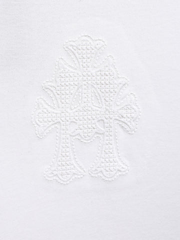 Men's White Relaxed Fit Embroided 240 GSM Casual T-Shirt