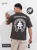 Men's Grey Relaxed Fit Embroided 240 GSM Casual T-Shirt
