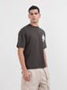 Men's Grey Relaxed Fit Embroided 240 GSM Casual T-Shirt