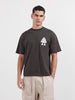 Men's Grey Relaxed Fit Embroided 240 GSM Casual T-Shirt