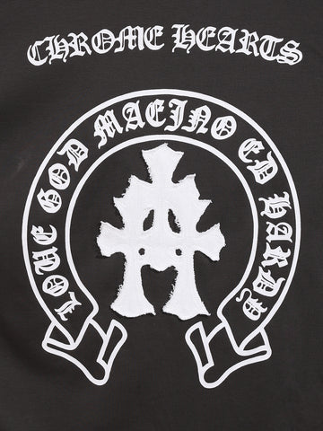 Men's Grey Relaxed Fit Embroided 240 GSM Casual T-Shirt