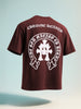 Men's Maroon Relaxed Fit Embroided 240 GSM Casual T-Shirt