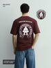 Men's Maroon Relaxed Fit Embroided 240 GSM Casual T-Shirt