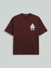 Men's Maroon Relaxed Fit Embroided 240 GSM Casual T-Shirt
