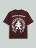 Men's Maroon Relaxed Fit Embroided 240 GSM Casual T-Shirt