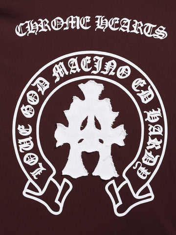 Men's Maroon Relaxed Fit Embroided 240 GSM Casual T-Shirt