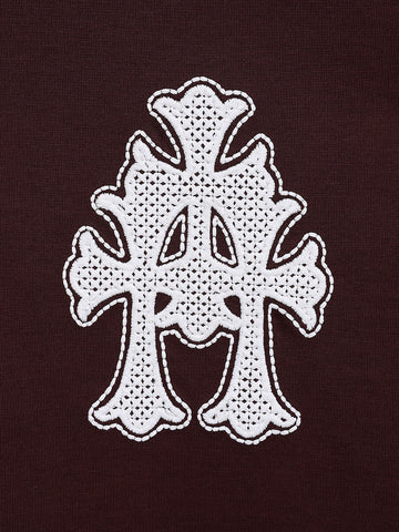 Men's Maroon Relaxed Fit Embroided 240 GSM Casual T-Shirt