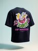 Men's Navy Blue Relaxed Fit Embroided 240 GSM Graphic  T-Shirt