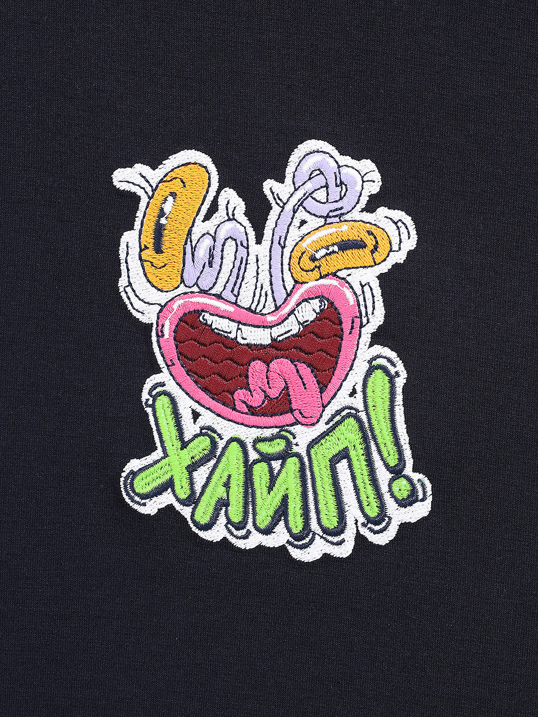 Men's Blue Relaxed Fit Embroided 240 GSM Graphic  T-Shirt