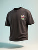 Men's Grey Relaxed Fit Embroided 240 GSM Graphic  T-Shirt