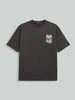 Men's Grey Relaxed Fit Embroided 240 GSM Graphic  T-Shirt