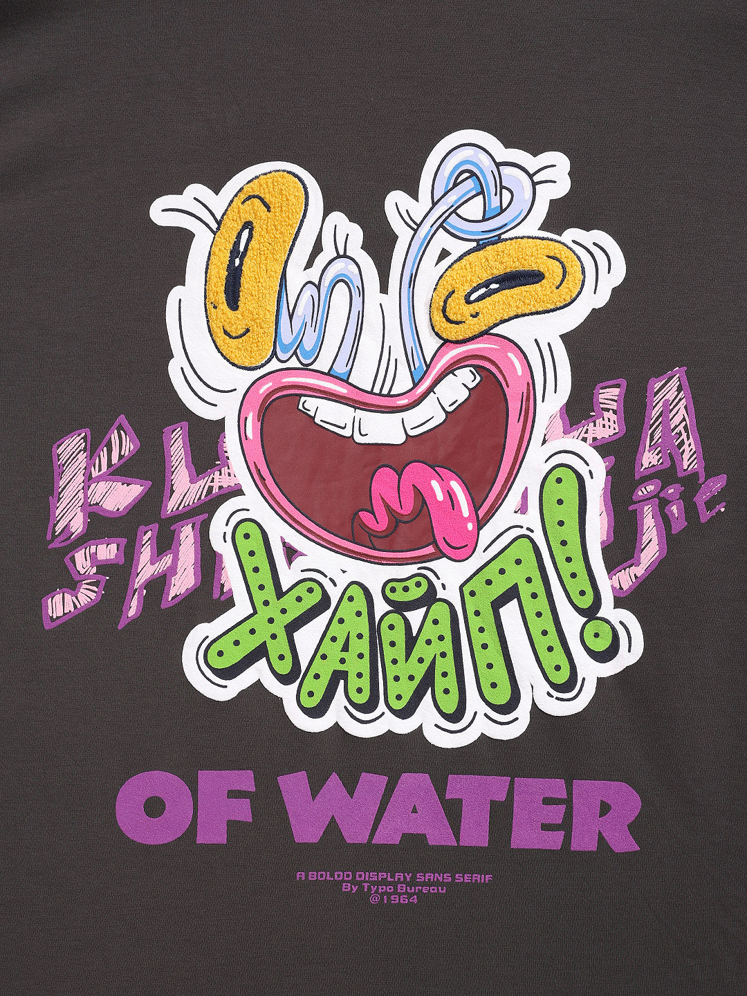 Men's Grey Relaxed Fit Embroided 240 GSM Graphic  T-Shirt