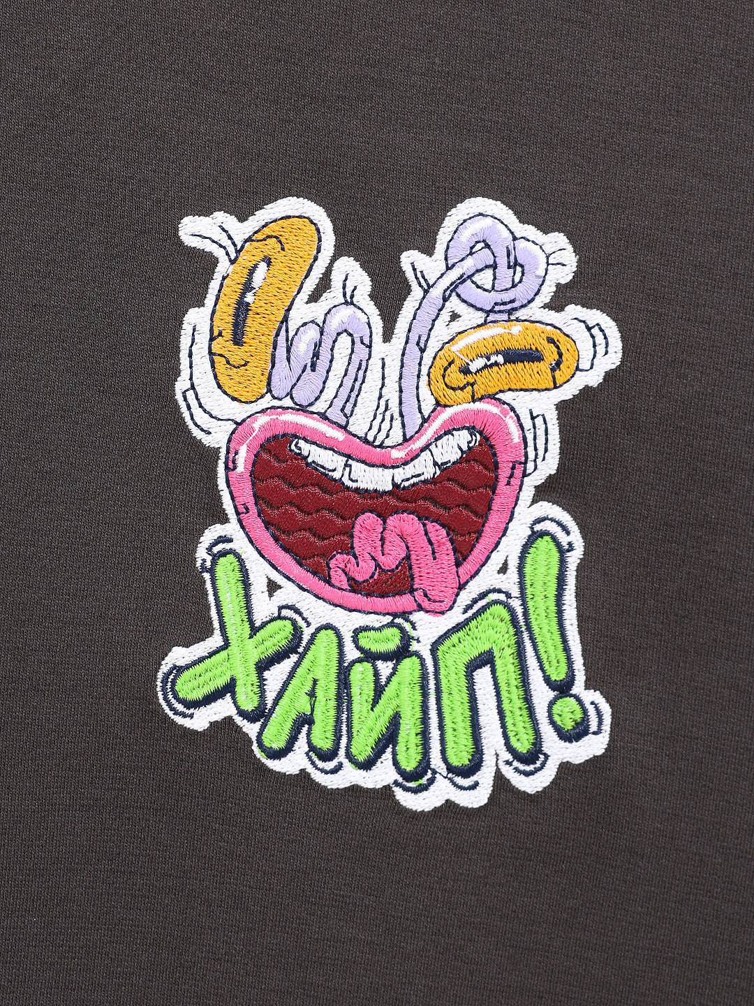 Men's Grey Relaxed Fit Embroided 240 GSM Graphic  T-Shirt