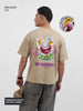 Men's Beige Relaxed Fit Embroided 240 GSM Graphic  T-Shirt