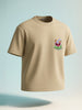 Men's Beige Relaxed Fit Embroided 240 GSM Graphic  T-Shirt