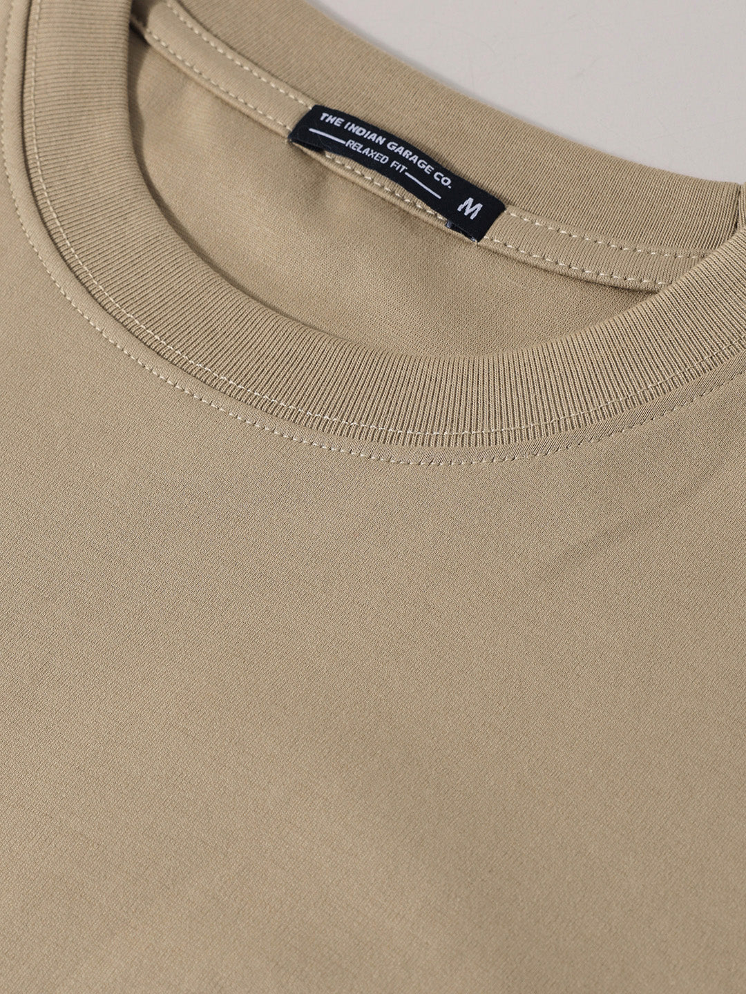 Men's Beige Relaxed Fit Embroided 240 GSM Graphic  T-Shirt