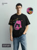 Men's Black Relaxed Fit Embroided 240 GSM Casual T-Shirt