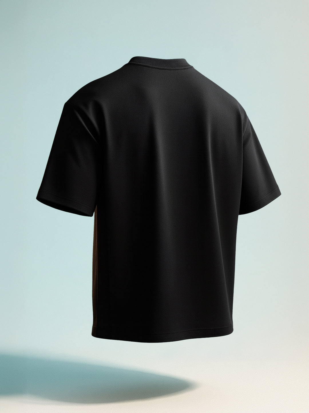 Men's Black Relaxed Fit Embroided 240 GSM Casual T-Shirt